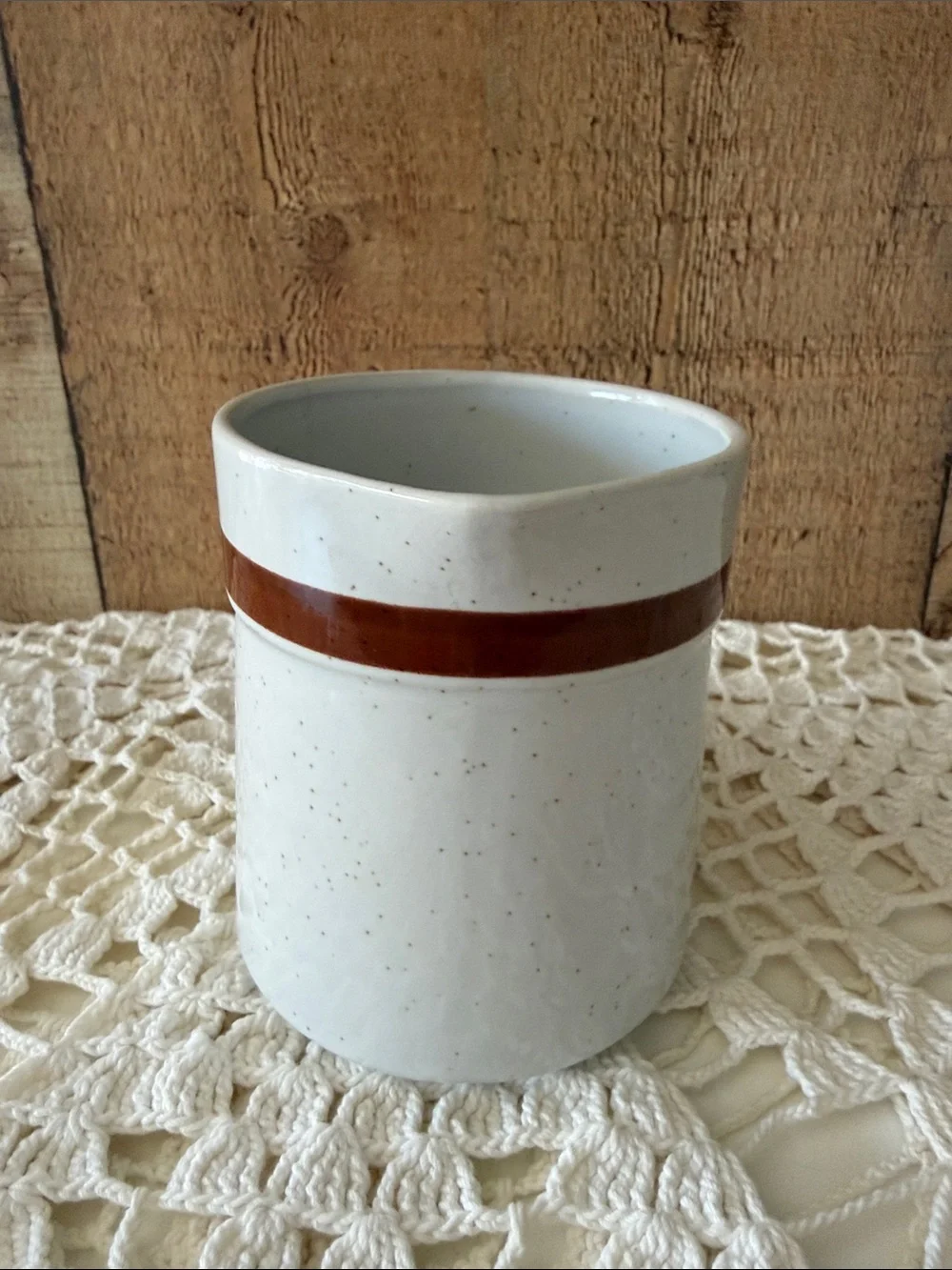 VTG MCM Specked Stoneware Cream and Brown Creamer